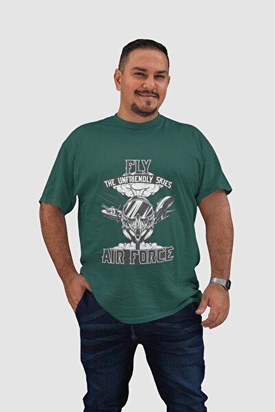 ArtYus TRIOC BĂRBAȚI FLY AIR FORCE BYZ TRANSFER PRINTED CU Gât rotund și mâne...