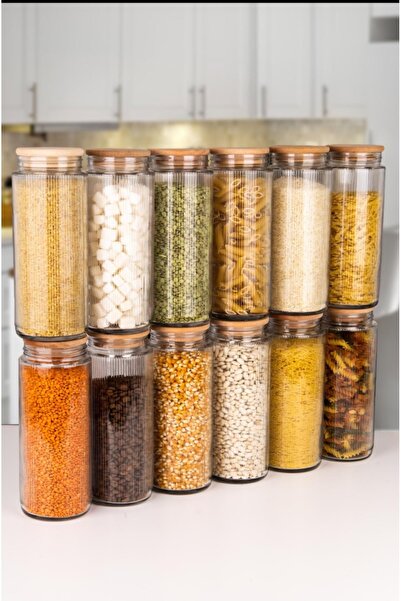 naturelove ميجا بوي 1500 مل حاوية برطمانات زجاجية مخططة مكونة من 12 قطعة