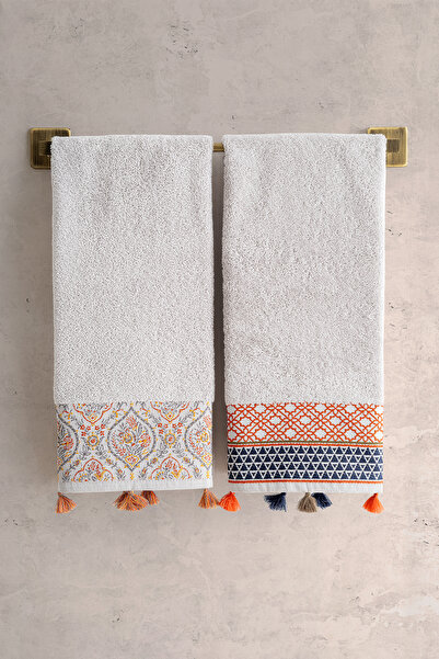 TICOTTO مجموعة Nakkaş مجموعة مناشف شرابة قطن 100% مقاس 50×90 سم - قطعتان، عال...