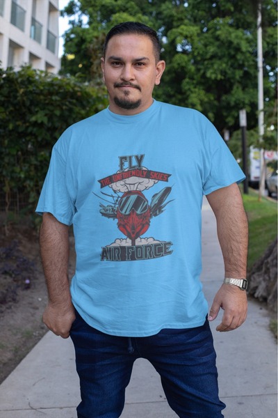 ArtYus TRIOC BĂRBAȚI FLY AIR FORCE TRANSFER PRINTED CU Gât rotund și mânecă s...