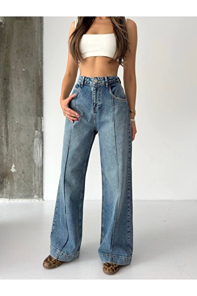 DENİKK TREND YÜKSEK BEL GENİŞ PAÇA JEAN DENİM PALAZZO PANTOLON-HİGH RİSE WİDE LEG JEAN