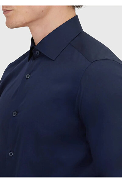 Ramsey Cămașă clasică 100% bumbac, dreptă, slim fit, albastru bleumarin