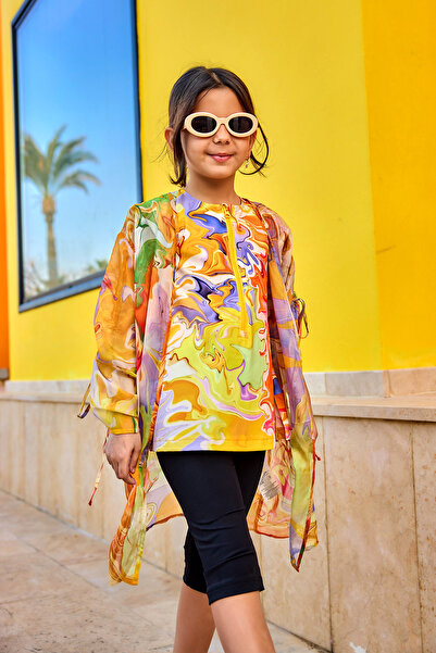 Marina Swimwear Girls' Beach Kimono - Lightweight Chiffon Pareo with Drawstring Detail Cp2504
