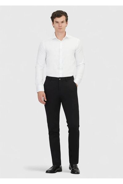 Ramsey White Plain Slim Fit Woven Classic 100% Cotton Shirt