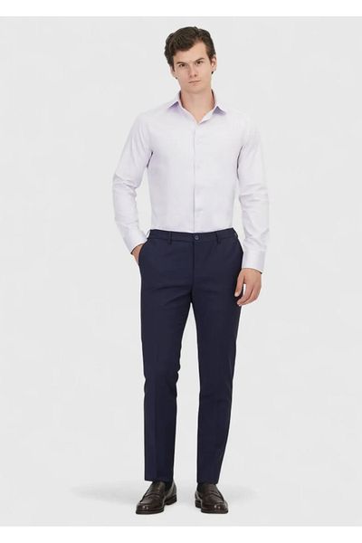 Ramsey Lilac Plain Regular Fit Woven Classic 100% Cotton Shirt