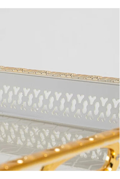 Generic 3-piece silver/gold steel serving tray set