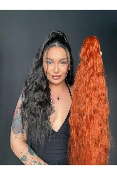 Suzan Peruk Bakır Afro Dalgalı Tokalı Mandallı Postiş At kuyruğu Ekstra uzun ...