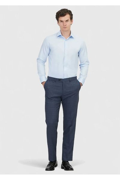 Ramsey Dark Blue Plain Regular Fit Woven Classic 100% Cotton Shirt