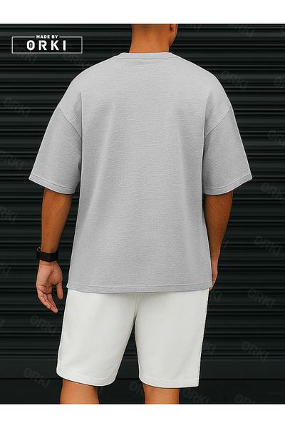 EFFRENATU Limited Edition Printed – Oversize Gray T-Shirt & White Shorts Combination
