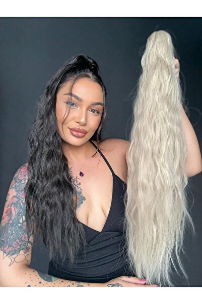 Suzan Peruk Küllü Sarı Afro Dalgalı Tokalı Mandallı Postiş At kuyruğu Ekstra ...