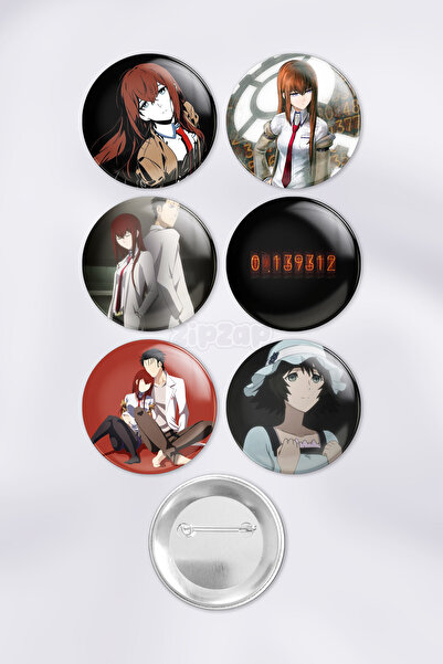 ZipZap Steins Gate Çanta Süsü Rozet İğneli Buton Rozet Seti (6 ADET)