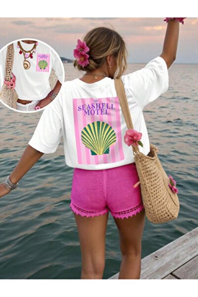 Elvino تيشيرت صيفي موسمي مطبوع برقبة دائرية من القطن الأبيض للنساء/الرجال للج...