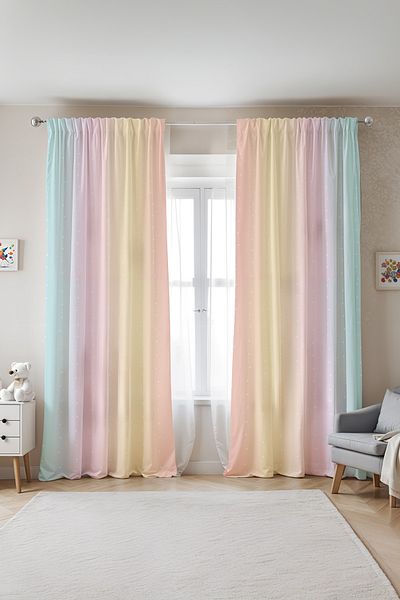 EVPANYA Powder Color Transition Points Patterned Children's Baby Room Background Curtain (Single Wing Pricing)