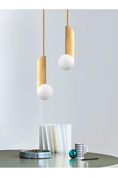 LUXXO Pendul Nucleo, 1xG9, corp din aluminiu, finisaj mat, abajur din sticlă albă, 13x13x35cm