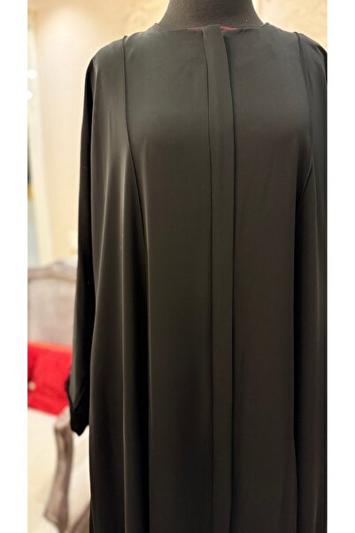 BukrinaCo Siyah kloş model önü fermuarlı Medine ipeği tesettür ferace