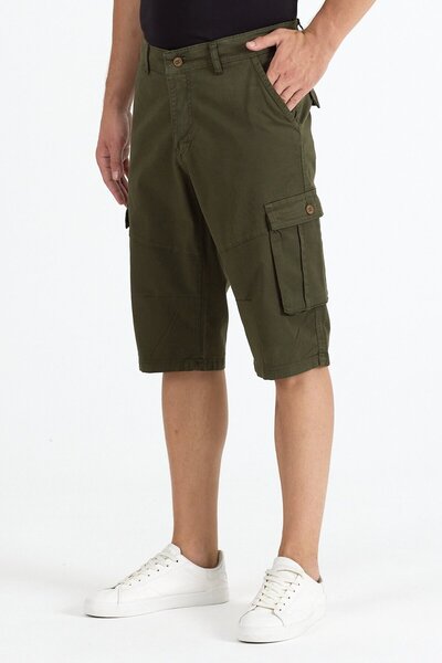 twentyfive25 Men's Cargo Pocket Knee Length Long Shorts Bermuda Capri