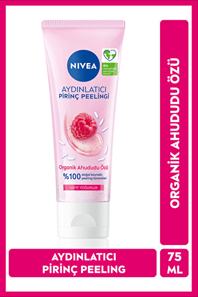 NIVEA Aydınlatıcı Pirinç Yüz Peelingi 75ml, Organik Ahududu Özü, Ölü Deri Arındırıcı, Kuru ve Hassas Cilt