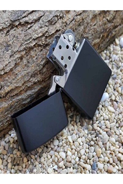 cgderi Siyah Parlak Benzinli Metal Çakmak