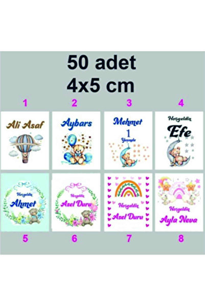 HEDİYE35 Kişiye Özel Kolanya Çikolata Etiket 4*5 cm 50 Adet