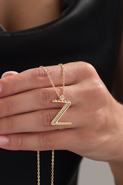 elushcollection Z Harf Zirkon Taşlı Gold Renkli Kolye