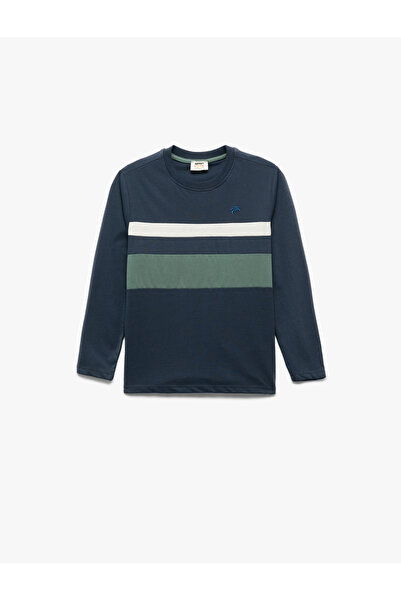 Koton Cotton Round Neck Long Sleeve Striped Sweatshirt