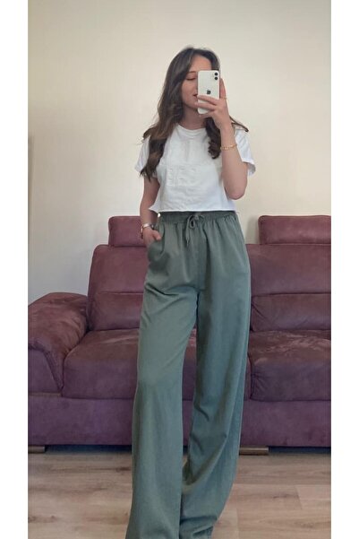 Eda Başak Atelier Women's High Waist Wide Leg Palazzo Pants