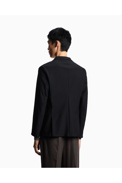 Emporio Armani Men's Slim Fit Notched Button Closure Pocket Detail Black Jacket Em000142 Te11109-Uc001