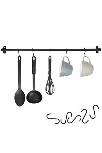 shumee Balustradă bucătărie metalică neagră RADKA 78,5 cm