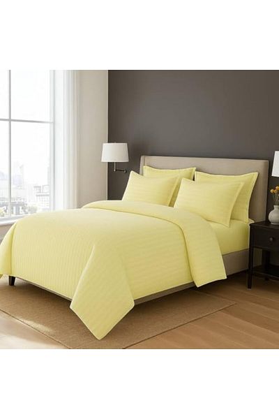 MAXQON 6-Piece Duvet Cover Set – Includes 1 Duvet Cover, 1 Fitted Sheet, 4 Pillowcases (Cream, Single)