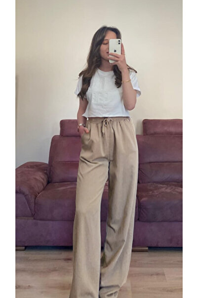 Eda Başak Atelier Women's High Waist Wide Leg Palazzo Pants