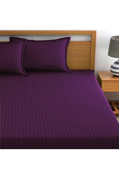 MAXQON Extra Deep Fitted Elastic Bedsheet Set With Pillow Covers (Purple, Double (120x200+30CM))