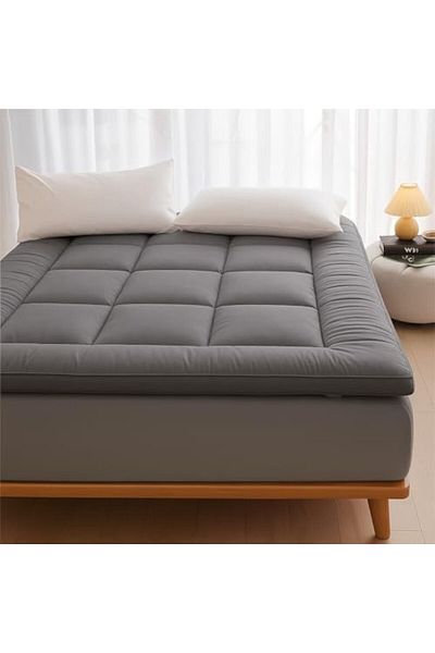 MAXQON Mattress Topper 6CM Thickness Quilted Microfiber 600gsm, Color Grey, Super King Size 200x200c