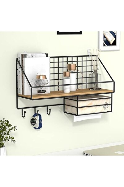 Generic LYLYMYKHH Storage Rack Floating Shelves Wall Mounted,Metal and Wood S...