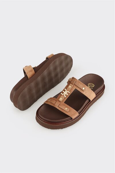 Elle Shoes Naturel Deri Kadın Spor Terlik