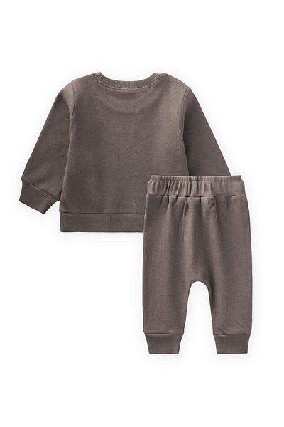 Cigit Be Cool Embroidered Sweatshirt Set 0-5 Years Old Mink