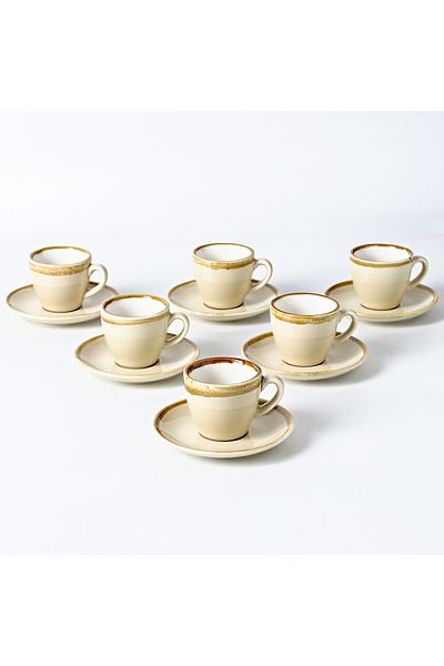 Shuer 100 ML Ceramic Coffee Cup And Saucer Kiln Glaze Changing Process Six Cup And Saucer Set