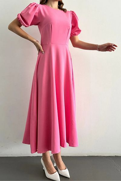 Afiş Butik White Balloon Sleeve Long Dress