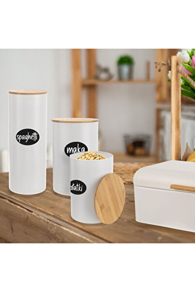shumee Recipient alimentar metalic alb cu capac din bambus WHITELINE 1,3 l