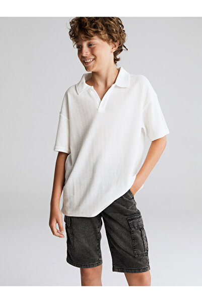 LC Waikiki Текстурирана момчешка тениска с поло яка