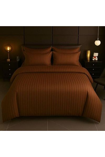 MAXQON 6-Piece Duvet Cover Set – Includes 1 Duvet Cover, 1 Fitted Sheet, 4 Pillowcases (Brown, Queen)
