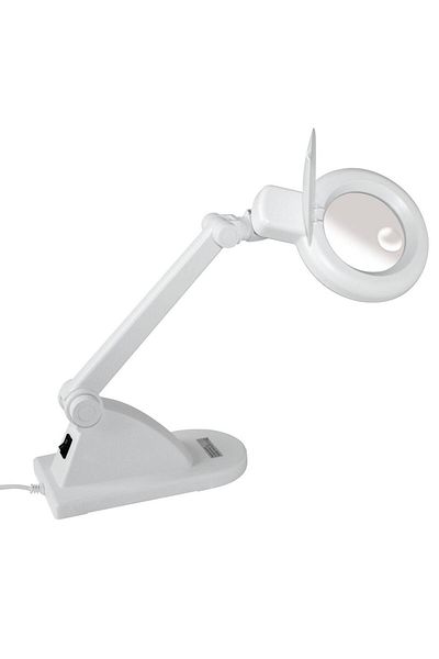 Home Desk lamp, with magnifying glass, 12W, adjustable height, 335 x 215 x 160 mm, white