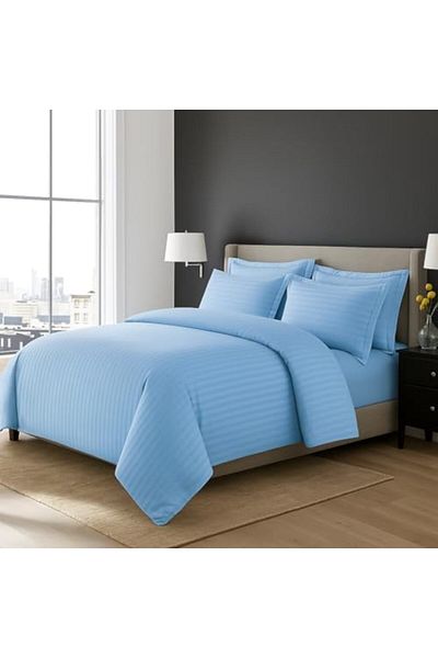 MAXQON 6-Piece Duvet Cover Set – Includes 1 Duvet Cover, 1 Fitted Sheet, 4 Pillowcases (Sky blue, King)