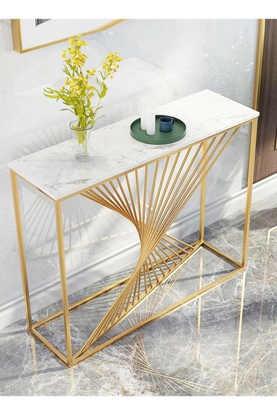 Raffine Modern Artistic Metal Frame Design Console Table Hallway Entry Table Narrow Sofa Side Table Entrance