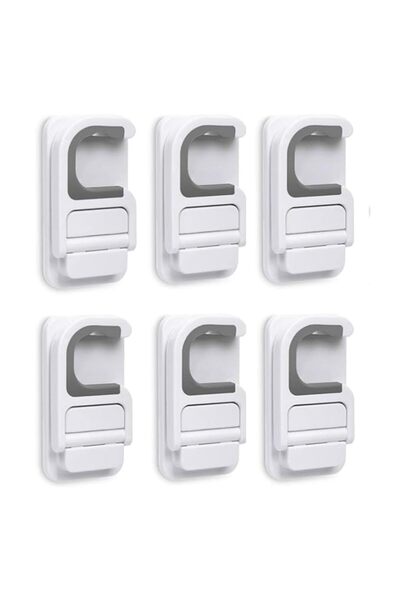 Generic Wall Mounted Broom & Mop Holder (6 pcs) - White, Plastic, 4 x 4.7 x 8...