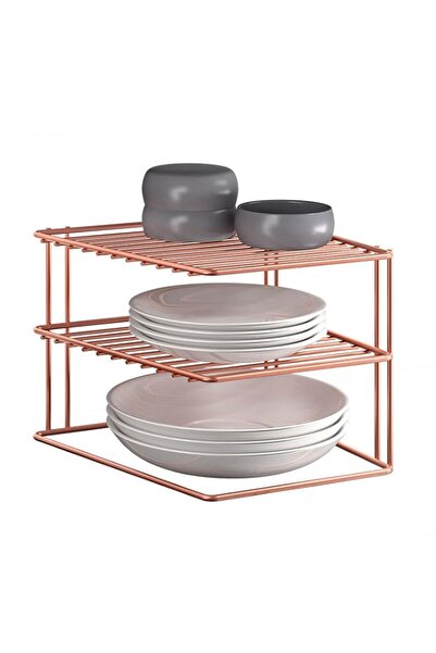 Generic Metaltex 'Palio' 2-Tier Corner Shelf, Polytherm Copper, 25 X 19 cm