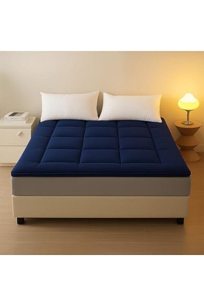 MAXQON Mattress Topper 6CM Thickness Quilted Microfiber 600gsm, Color Blue, Queen Size 150x200cm