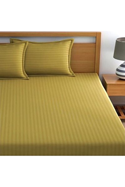 MAXQON Extra Deep Fitted Elastic Bedsheet Set With Pillow Covers (Gold, Super king (200x200+30CM))