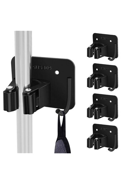 Generic Broom Holder Wall Mount, Screw Drilling & No Drill Sturdy Heavy Duty ...