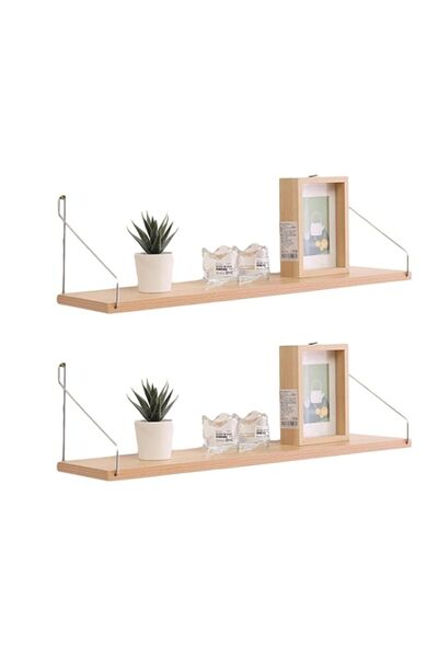 Generic 2 Pack Floating Shelves for Wall Mounted, No Punching Hanging Wood Sh...