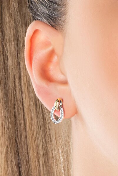 So CHIC... Zamansız Stil 18 Ayar Mix Altın Kaplama Gümüş Küpe